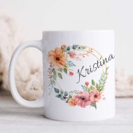 Hrnček s menom v kvetinovom kruhu Hrnček s menom v kvetinovom kruhu