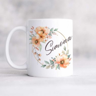 Hrnček s kvetinovým dizajnom a menom Hrnček s kvetinovým dizajnom a menom