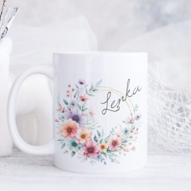 Hrnček s menom - Kvetinový motív Hrnček s menom - Kvetinový motív