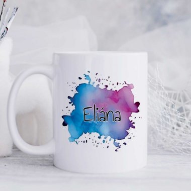 Hrnček s menom - Modro-fialová elegancia  Hrnček s menom - Modro-fialová elegancia