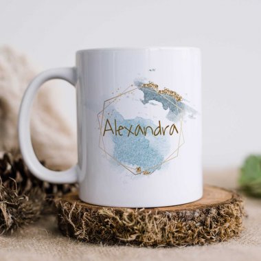 Hrnček s menom - Akvarel a zlato  Hrnček s menom - Akvarel a zlato