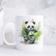 Hrnček - Zvieratko Panda so zelenou motorkou