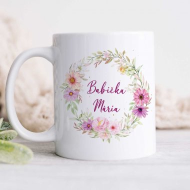 Kvetinový hrnček pre babičku – aj s menom