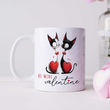 Hrnček na Valentína – zamilované mačičky so srdiečkami