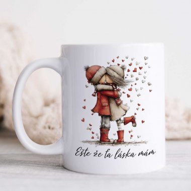 Romantický hrnček pre partnera – Ešte že ťa láska mám