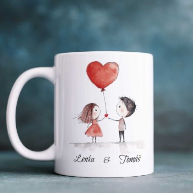Hrnček pre pár – láska s balónom