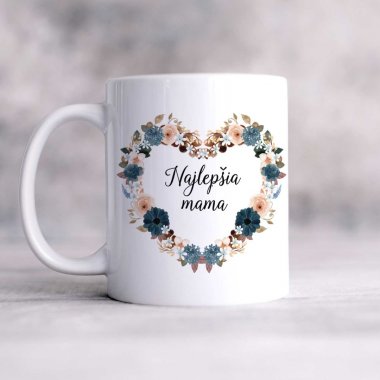 Hrnček Najlepšia mama – kvetinové srdce aj s menom