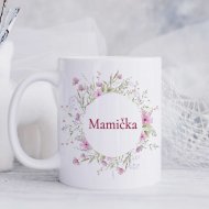Jemný kvetinový hrnček pre mamičku – aj s menom
