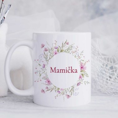 Jemný kvetinový hrnček pre mamičku – aj s menom