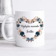Hrnček Najlepšia maminka – kvetinové srdce aj s menom