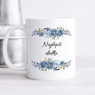 Hrnček Najlepší dedko – modré kvety aj s menom