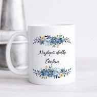 Hrnček Najlepší dedko – modré kvety aj s menom