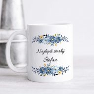 Hrnček Najlepší starký – modré kvety aj s menom