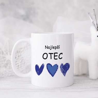 Hrnček Najlepší otec – tri modré srdcia